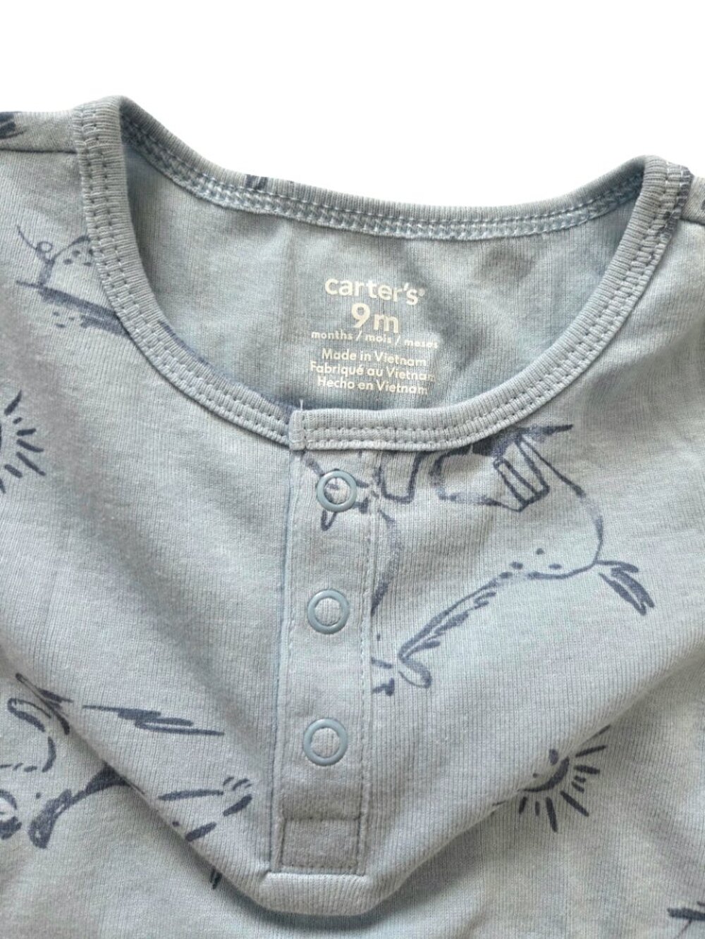 Carter’s Baby Bodysuit 9M Blue Woodland Animal Long Sleeve Cozy NWT - Picture 4 of 7